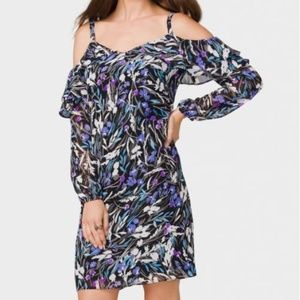 FLORAL CHIFFON COLD-SHOULDER DRESS